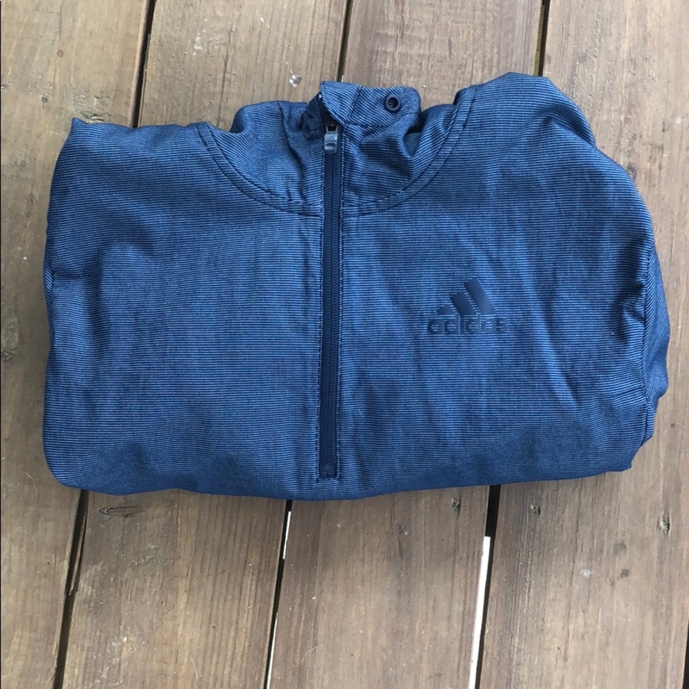 Adidas 1/4 Zip Performance Pullover With Hood Navy - image 4
